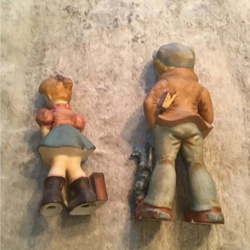 Charming Vintage Figurine Set - Boy and Girl with Dog Japanese Vintage